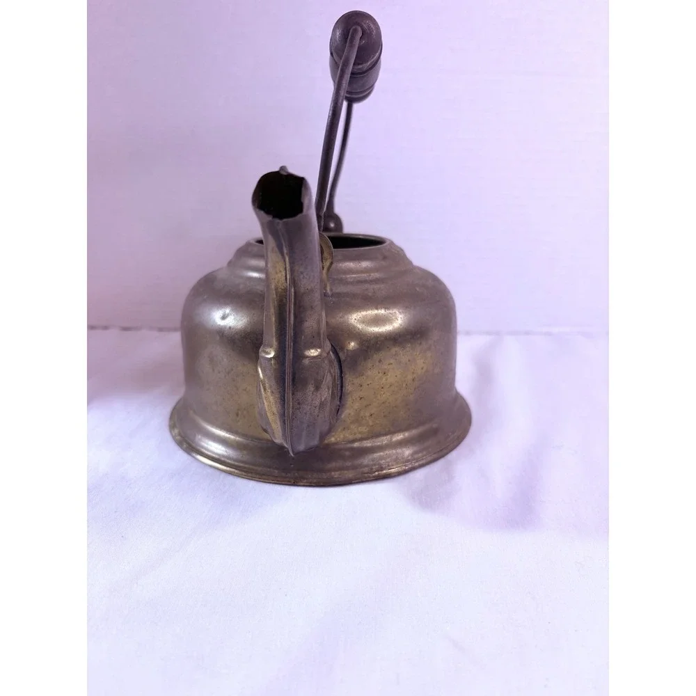 Antique Brass Tea Kettle Vintage Gooseneck Teapot Wood‎ Handle Primitive Decor